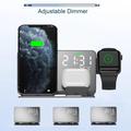 4-i-1 LED-digital temperaturvisning Vekkerklokke 15 W trådløs lader Qi hurtigladestativ for iPhone Android iWatch AirPods