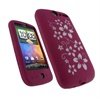 HTC Desire iGadgitz Flower Design Silikonetui - Rosa/Hvit