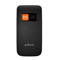 Artfone CF241A Flip Mobiltelefon for Eldre - Dual SIM, SOS - Svart