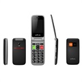 Artfone CF241A Flip Mobiltelefon for Eldre - Dual SIM, SOS - Svart