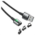 Baseus Magnetisk 3-i-1 Kabel - Lightning, USB-C, MicroUSB - 2m (Åpen Emballasje - Utmerket) - Svart