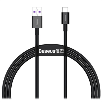 Baseus Superior Series USB-C Data & Ladekabel - 66W, 1m (Åpen Emballasje - Tilfredsstillende) - Svart