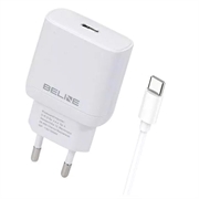 iPhone 15 / Plus / Pro / Max Beline PD 3.0 USB-C GaN-lader - 30 W - hvit