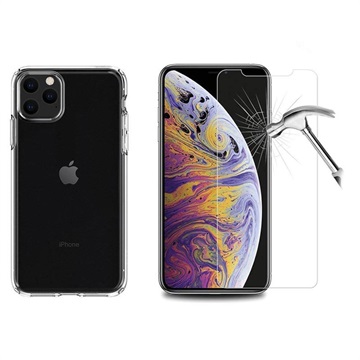 iPhone 11 Pro Max TPU-deksel m/ 2x Beskyttelsesglass - Klar