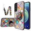 Checkered Pattern Samsung Galaxy S21 FE 5G Hybrid-deksel - Fargerik Mandala