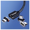Essager 3-i-1 Magnetic Kabel - USB-C, Lightning, MicroUSB - 1m - Svart