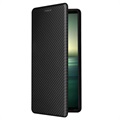 Sony Xperia 1 IV Flip-deksel - Carbon Fiber - Svart