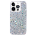 iPhone 15 Pro Max Glitter Flakes TPU-deksel - Sølv