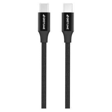 GreyLime 60W flettet USB-C/USB-C-kabel - 2 m - svart