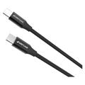 GreyLime 60W flettet USB-C/USB-C-kabel - 2 m - svart