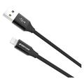 GreyLime flettet USB-A / Lightning-kabel - MFi-sertifisert - 2 m - svart