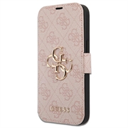 iPhone 15 Pro Guess 4G Metal Logo Flip-deksel - Rosa