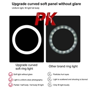 PULUZ PKT3069B 1.1m stativfeste + 10.2" 26cm dimbar USB LED-ringlys med to fargetemperaturer Selfie-fotografering Video Fill Light med telefonklemme og Selfie-fjernkontroll
