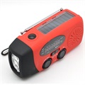 Bærbar Håndsving Solradio med LED Lommelykt, Powerbank-Funksjon - Rød