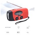Bærbar Håndsving Solradio med LED Lommelykt, Powerbank-Funksjon - Rød