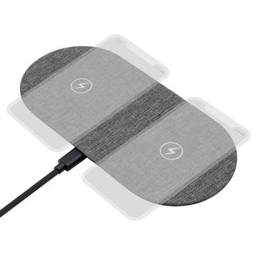 ProXtend Fabric Covered Dual trådløs lader 10W - grå