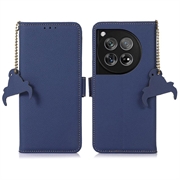 OnePlus 12 Lommebok-deksel i Lær med RFID - Blå