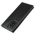 Samsung Galaxy Note20 Ultra Lommebok-deksel i Lær med Stativ - Svart