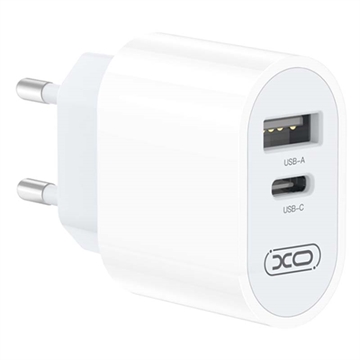 XO L97 Dual Port Hurtiglader - USB-A, USB-C (Bulk Tilfredsstillende) - Hvit