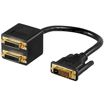 Goobay Dual Link DVI-D Hann / 2 Dual Link DVI-D Hunn Adapter Kabel - Svart