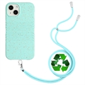 String Series iPhone 14 Biologisk Nedbrytbart Deksel med Stropp - Himmelblå