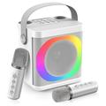 YS307 Hjemmekaraoke Bluetooth-høyttaler RGB-lyshøyttaler med 2 mikrofoner - Sølv