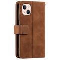 iPhone 14-cover med lommebok og magnetisk lukking - brun