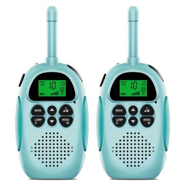 2 stk DJ100 Walkie Talkie leker for barn Interphone Mini håndholdt sender/mottaker 3 km rekkevidde UHF-radio med nøkkelbånd - blå+blå