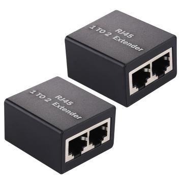 Sett 1 til 2 RJ45 Splitter Connector Inline LAN-plugger Ethernet-kabelforlenger Adapter - 2 Stk.