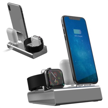 Bilde av 3-in-1 Aluminum Alloy Dockingstasjon - Iphone, Apple Watch, Airpods - Grå