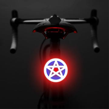 3664 Kreativt baklys for sykkel IPX2 Vanntett, lite LED-lys for sykkel med støtte for USB-lading for utendørs sykling - femtakket stjerne