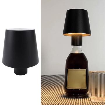 Berøringsstyrt vinflaskelampe med 3 fargeskiftende LED-lamper Bærbar skrivebordslampe for bar og fest - svart