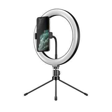 APEXEL APL-FL10JJ13Y 26 cm LED-ringlys for selfie-fotografering med stativ og telefonholder