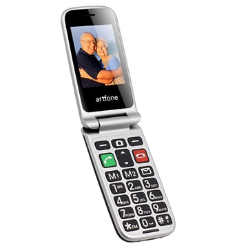 Artfone CF241A Flip Mobiltelefon for Eldre - Dual SIM, SOS - Svart