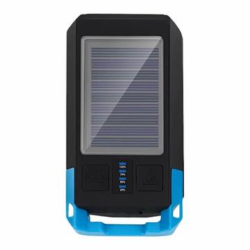 BG-1706 USB+Solar oppladbare sykkellys Vanntett 6 lysmoduser Sykkel med dobbel frontlykt og hornalarm - Blå