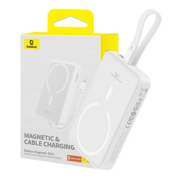 Baseus Magnetic Mini Wireless Power Bank 10000mAh/20W - Lightning-kabel, MagSafe-kompatibel - Hvit