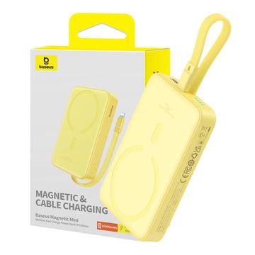Baseus Magnetic Mini Wireless Power Bank 10000mAh/20W - Lightningkabel, MagSafe-kompatibel - Gul