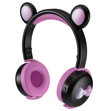 Bilde av Bear Ear Bluetooth Hodetelefoner Bk7 Med Led - Svart