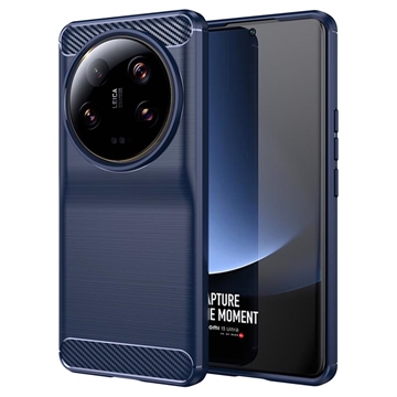 Xiaomi 13 Ultra Børstet TPU Deksel - Karbonfiber - Blå