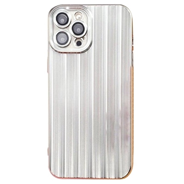 iPhone 14 Pro Børstet TPU-deksel med Kamera Beskyttelse - Sølv