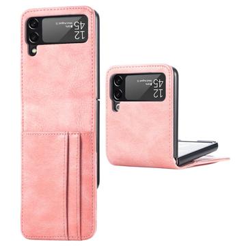Card Series Samsung Galaxy Z Flip4 Lommebok-deksel - Rosa