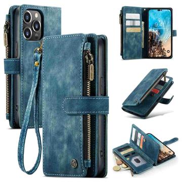 Caseme C30 Multifunksjonell iPhone 14 Pro Max Lommebok-deksel - Blå