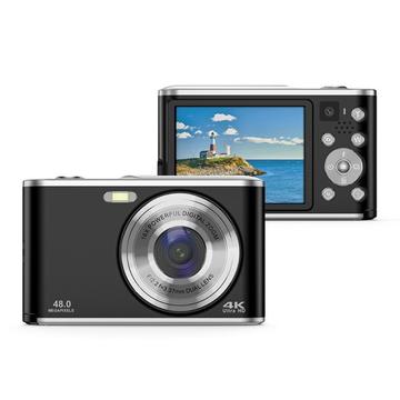 DC306L-AF Digitalkamera med to objektiver foran og bak Autofokus 16X zoom Vlogging-kamera for tenåringer - svart