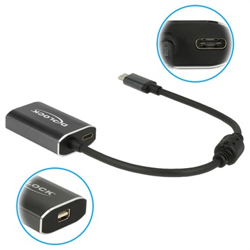 Delock USB-C til Mini DisplayPort Adapter Kabel - Mørkgrå