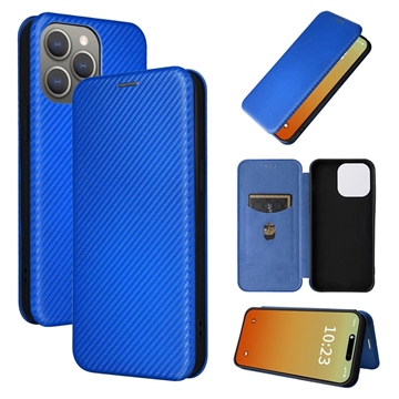 Bilde av Iphone 15 Pro Flip-deksel - Karbonfiber - Blå