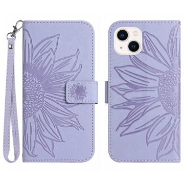 Sunflower-serien iPhone 14 Plus Lommebok-deksel - Lys Lilla