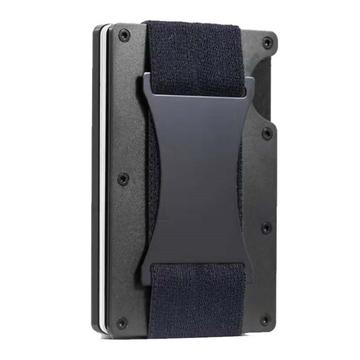 Bilde av Airtag Wallet Metal Money Clip Front Pocket Case Kortholder Aluminium Metal Minimalistisk Lommebok For Menn - Svart