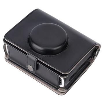 Instax mini Evo Retro-kameraveske i PU-lær med beskyttelsesdeksel mot fall med skulderrem - Svart