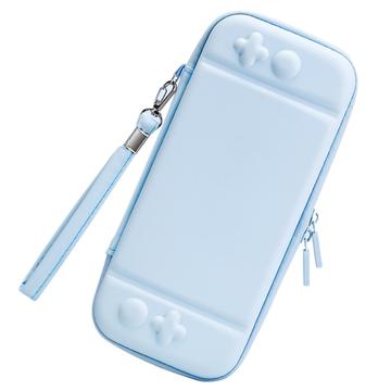 Ensfarget beskyttelsesveske i PU-lær med støtsikker, bærbar oppbevaringspose for Nintendo Switch - himmelblå