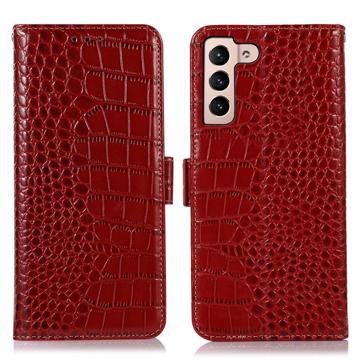 Crocodile Series Samsung Galaxy S23+ 5G Lommebok-deksel i Lær med RFID - Rød